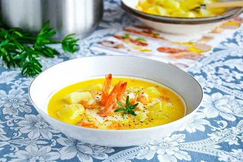 Рецепт супа креветки с сыром