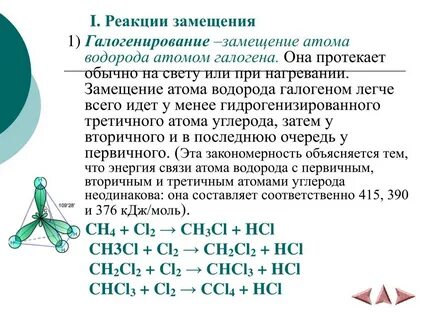 Реакции замещения с водородом
