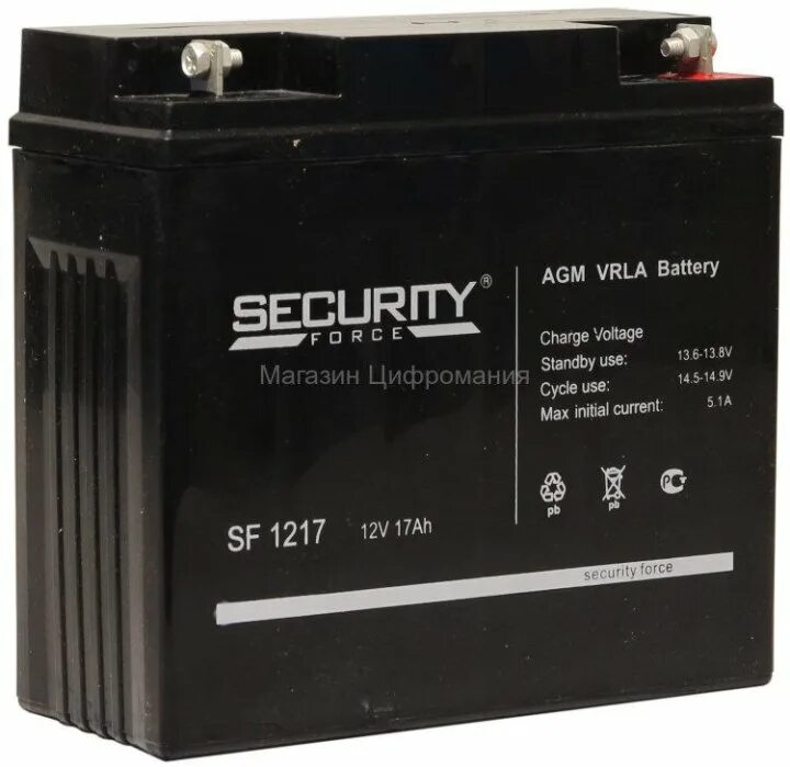 Аккумулятор Security Force SF 1217. Аккумуляторная батарея Security Force SF 1217 17 А·Ч. Батарея аккумуляторная Security Force SF 1217 (12в, 17ач). Delta Battery DTM 1217 12в 17 а·ч.