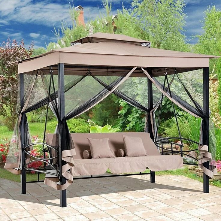 Качели беседка фото Garten Schaukel Jack Pavillon Hollywoodschaukel Grill Massiv Holz FINNWERK eBay