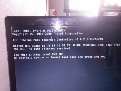 Ошибка no bootable device