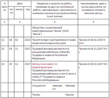 Запись под номером недействительна