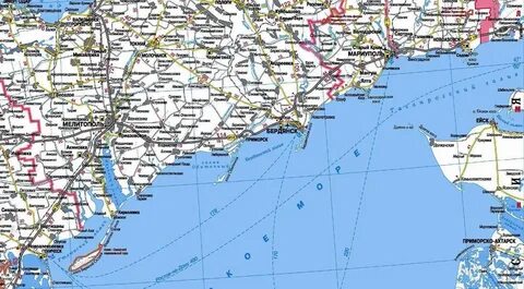 Карта азовского побережья россии с городами и поселками на русском языке