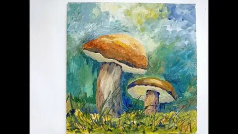 Рисуем грибы гуашью