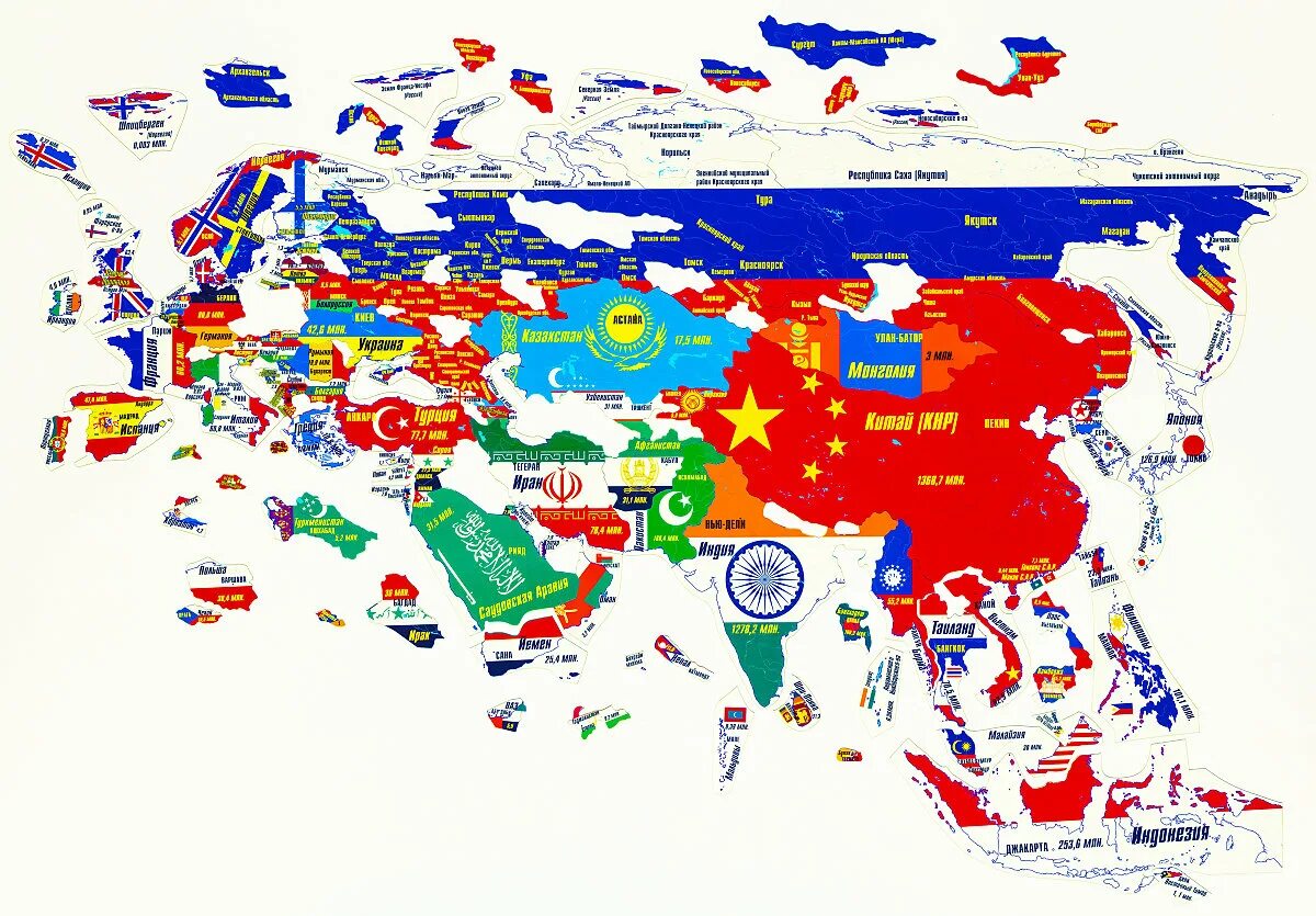 Карта страны 2022 год. Карта Евразии с флагами. Политическая карта Евразии с флагами.