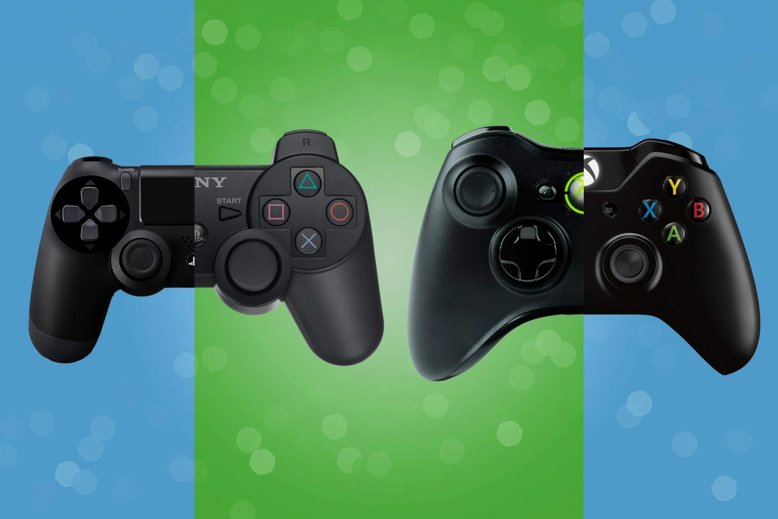 Ps3 Xbox 360 джойстики. Геймпад Xbox и ps4. Плейстейшен Xbox 360. Xbox 360 vs PS.