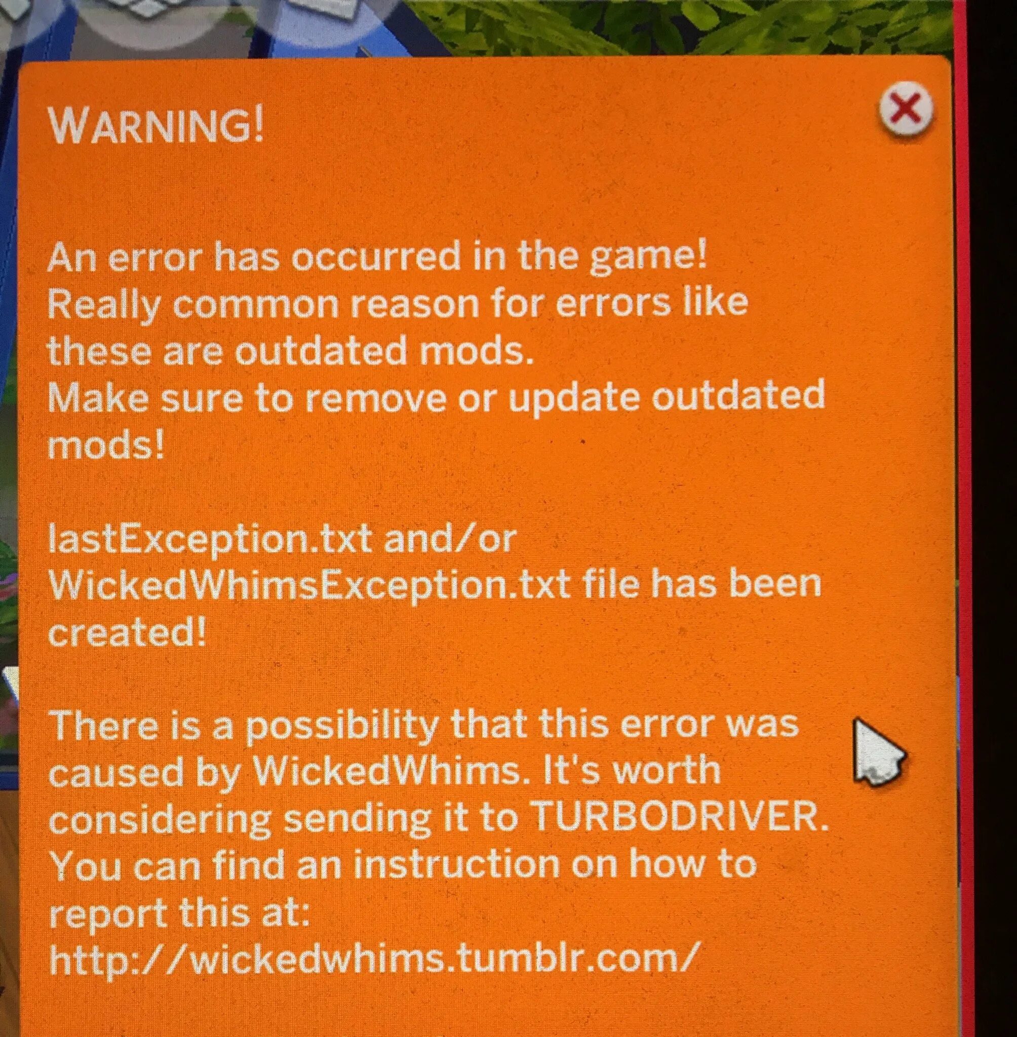 Game errors exception. Ошибка wickedwhims_exception.txt. Wickedwhims ошибка. Wicked whims ошибка. Wickedwhims ошибка exception.