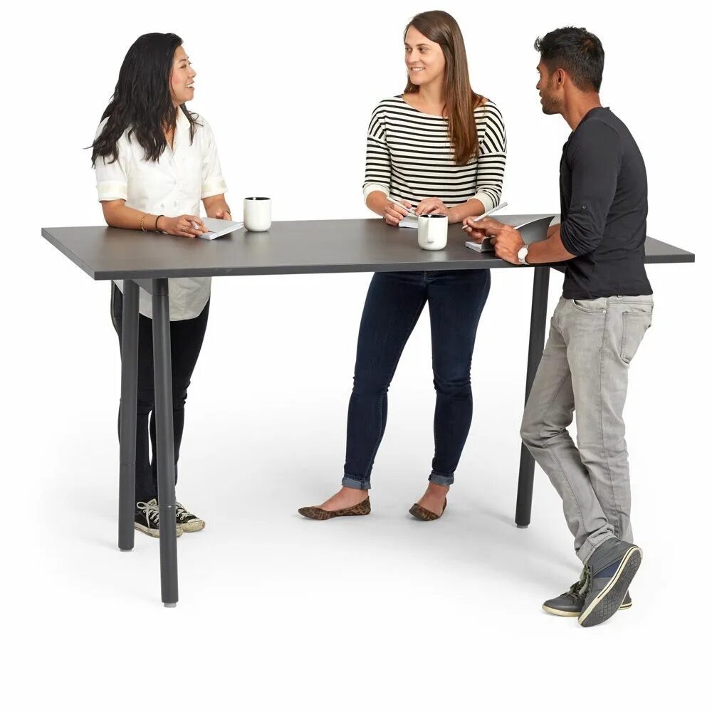 Standing Table. Speaker Stand on the Table. People standing Table cenital. I-meet Table.