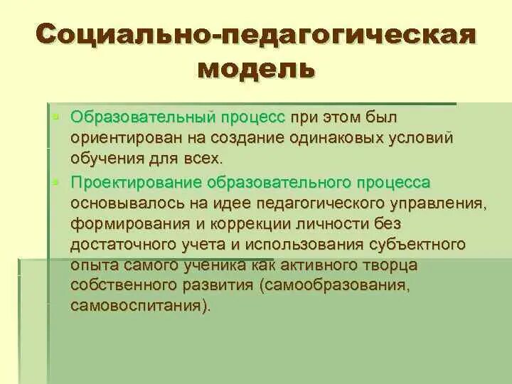 Социально педагогическая модель