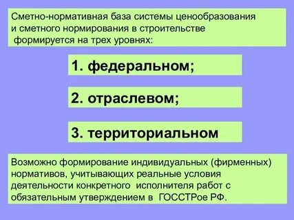 Систему ценообразования и сметного нормирования