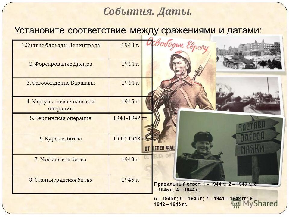 Установите дату и событие. Установите соответствие между сражениями. события 1943-1945. 1943-1944 события. даты события 1942.