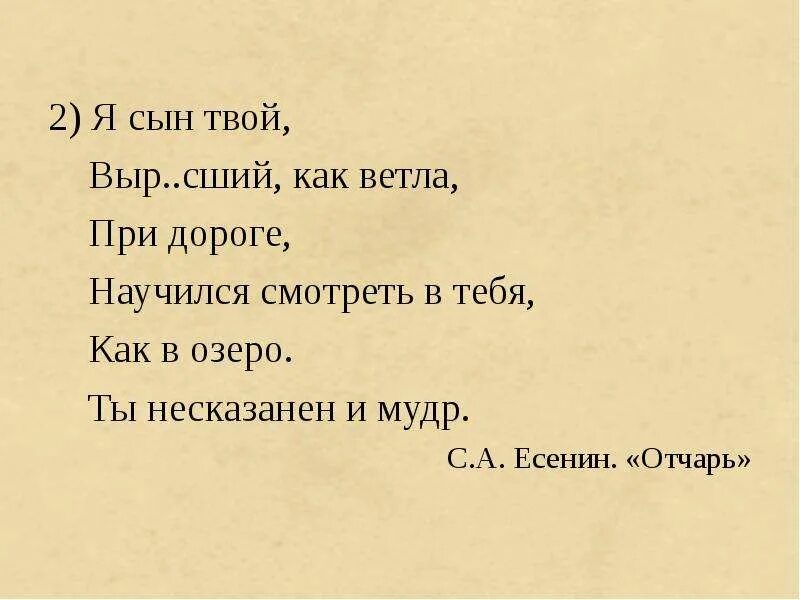 Твой сын слова. Отчарь. Певущий Зов Есенин.