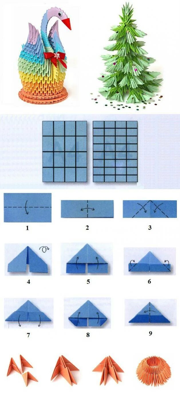 Сделать модуль своими руками. Оригами из треугольных модулей схемы для начинающих. Модульное оригами из бумаги для начинающих пошагово. Оригами из треугольных модулей для начинающих схемы пошагово. Оригами лебедь из треугольных модулей пошаговая.