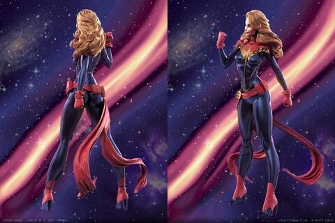 J Scott Campbell, Sideshow Collectibles, Marvel Art, Captain Marvel, Concep...