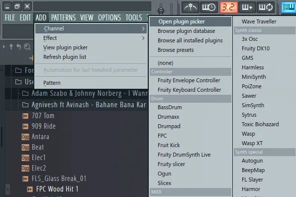 Wasp плагин. Где находится меню FL Studio 20. Как открыть плагины в FL Studio 20. Плагина Level Tools плагин.