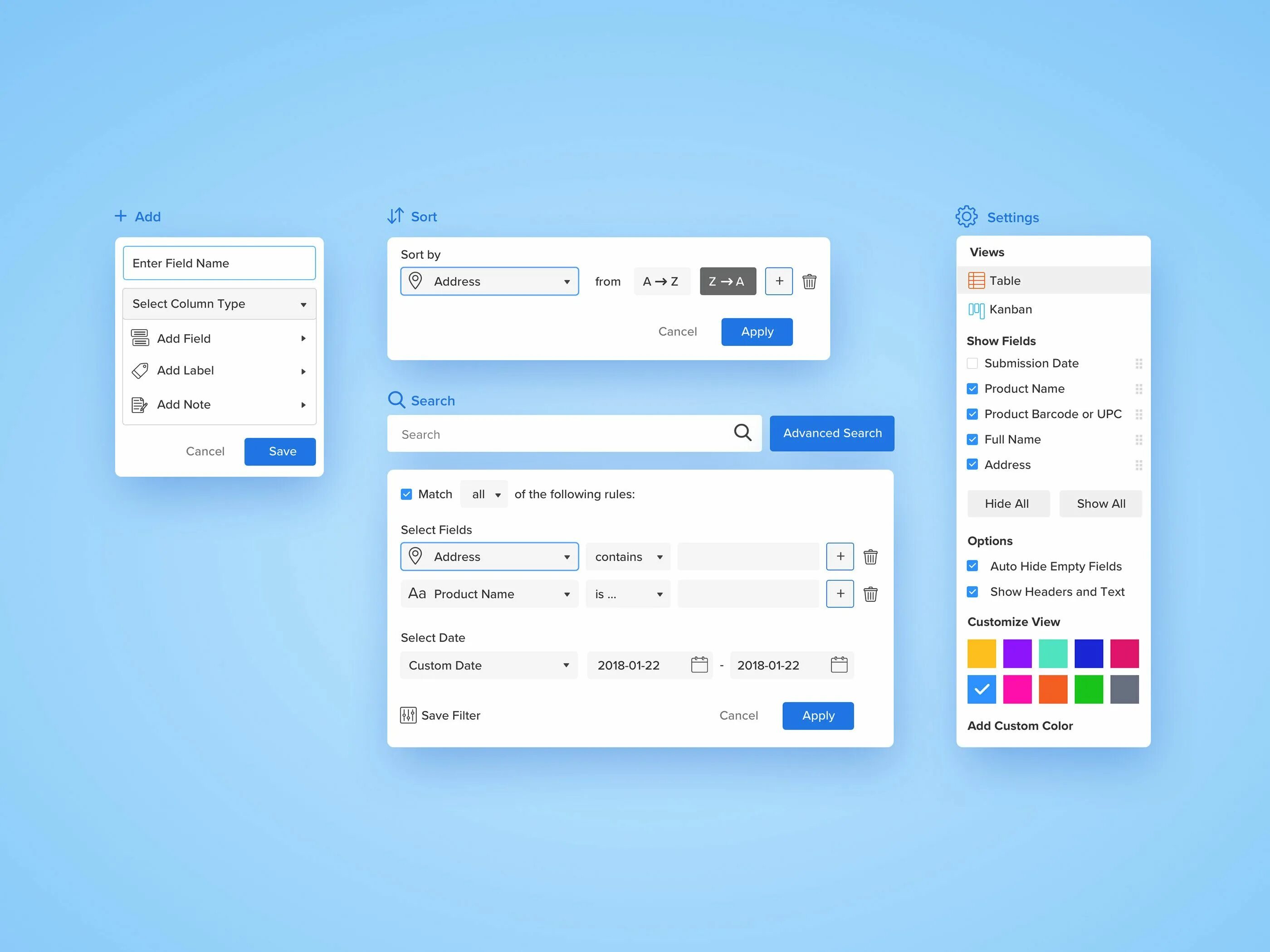 User select color