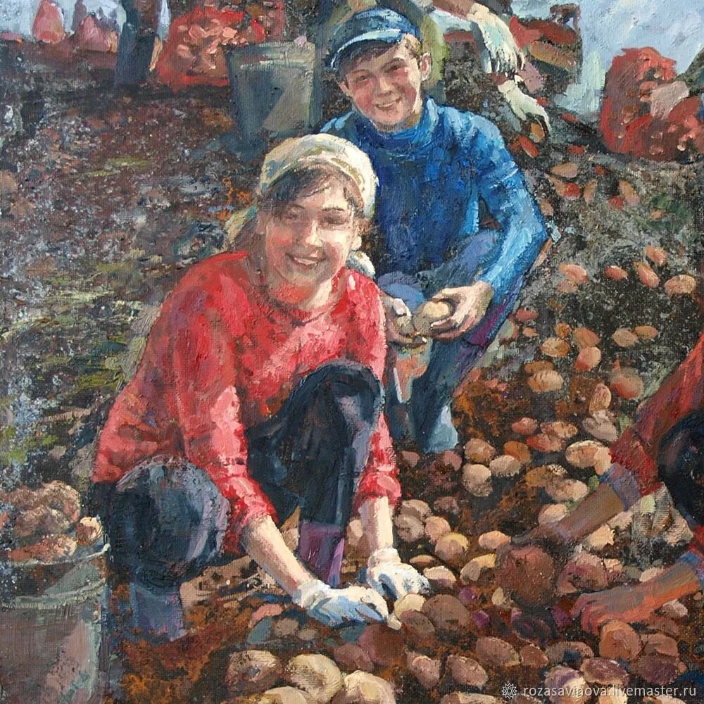 Мать урожая. А. А. Пластова «сбор картофеля». А.А. пластов «сбор картофеля» 1956г..