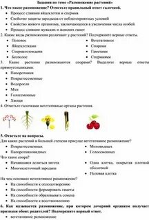Тест по теме размножение растений 3 класс