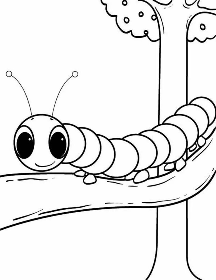 Гусеница раскраска для детей распечатать Pin di CATERPILLAR COLORING SHEET