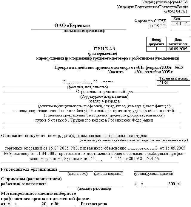 Увольнение работника по инициативе работодателя. Приказ об увольнении по инициативе работодателя образец. Пример приказа об увольнении по инициативе работодателя. Приказ о расторжении трудового договора по инициативе работника. Форма приказа об увольнении по инициативе работодателя.
