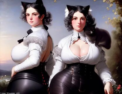 busty, catgirl, victorian, stable diffusion.