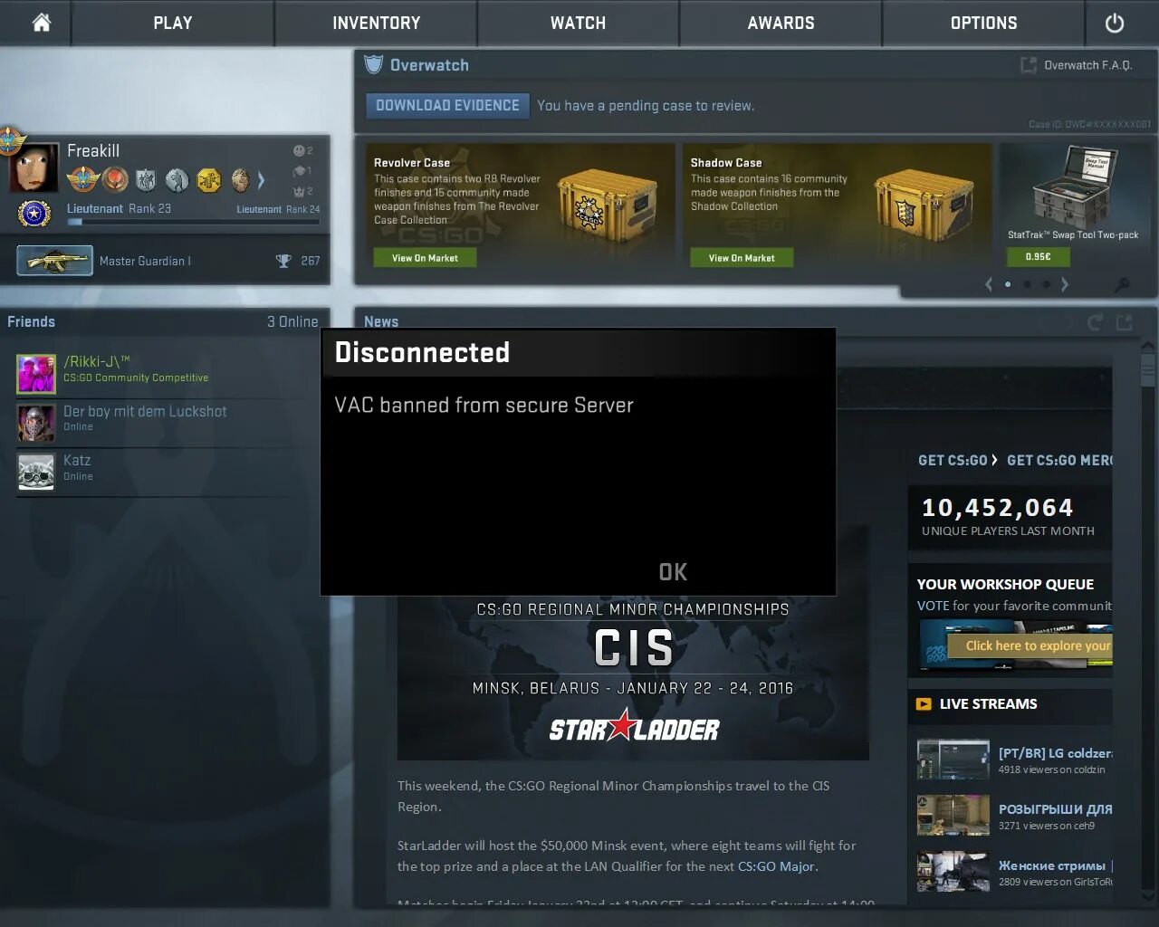 Сколько вак банов. VAC бан в КС. CS go бан. Получил ВАК бан. Скрин ВАК БАНА.