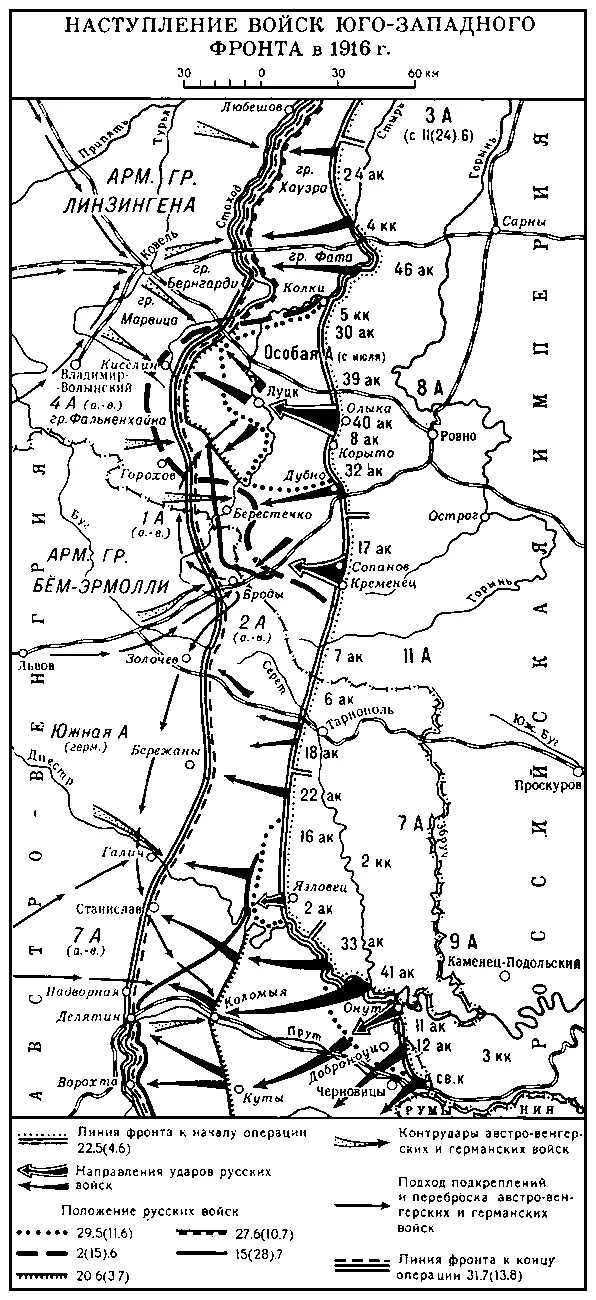 Наступательная операция юго западного фронта. Карта 1 мировой войны Брусиловский прорыв. Брусиловский прорыв на карте первой мировой войны.