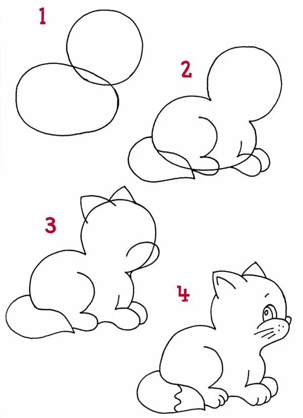 Рисовать котенка легко. Как нарисовать котёнка легко. Поэтапный рисунок котенка. Как нарисовать котёнка легко ребенку. Рисунок котёнка карандашом для детей легкие.