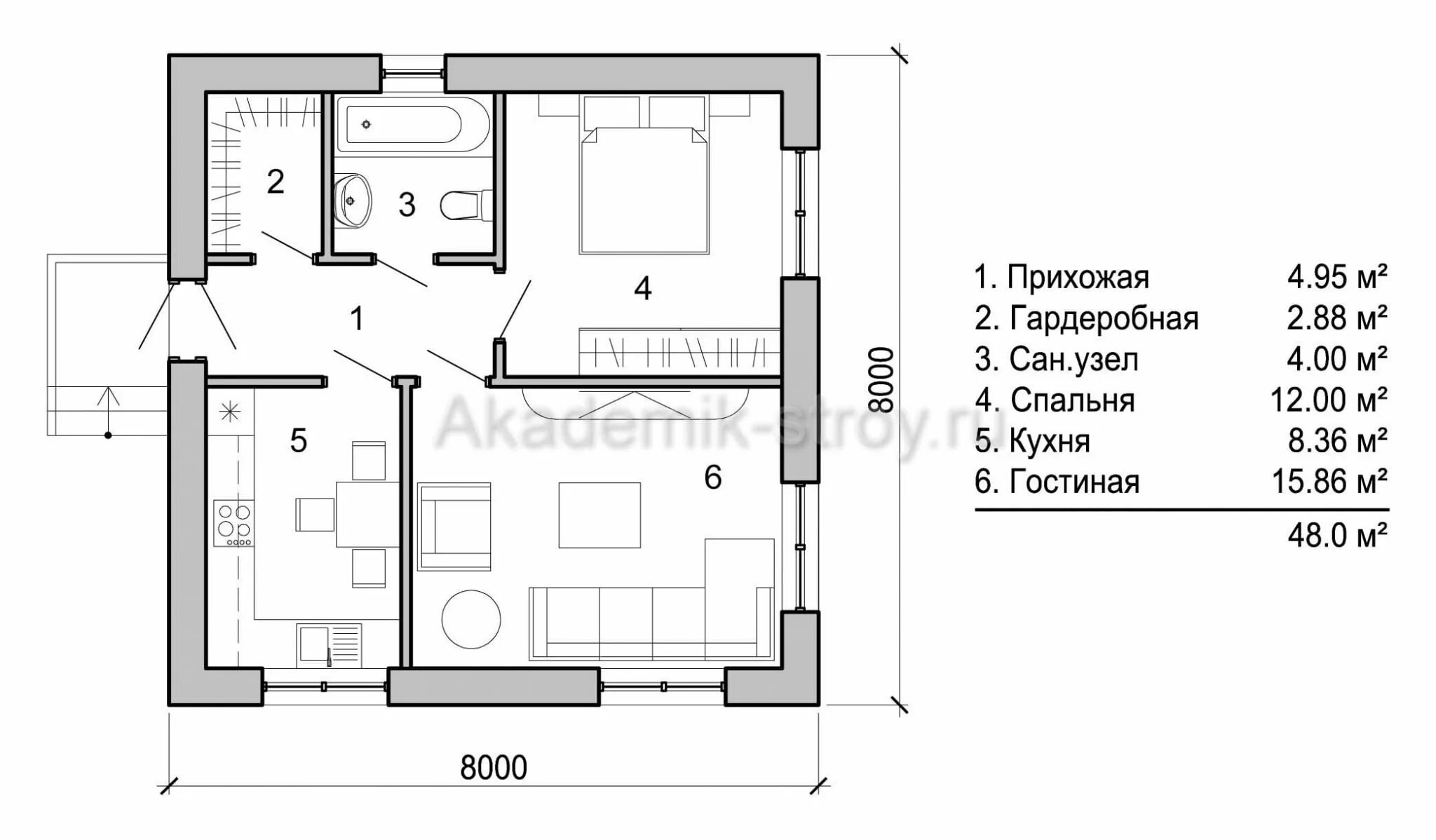 Дом 48 кв м планировка Каркасные дома