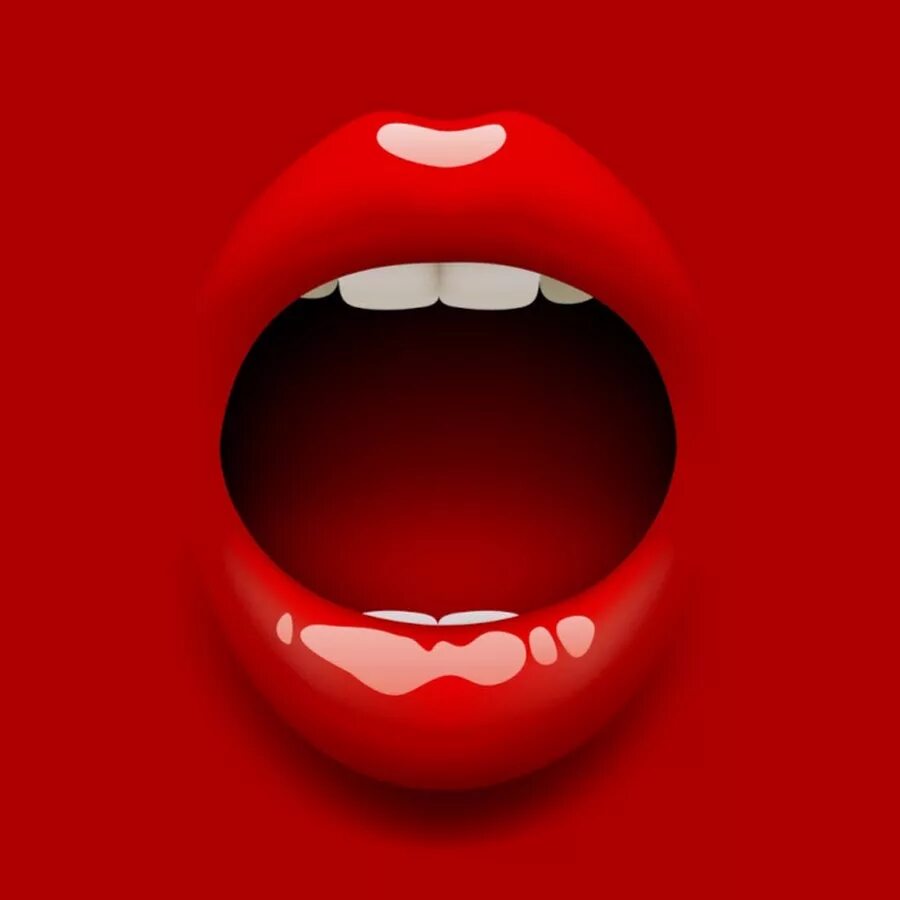 Большой красный рот. Большой красный рот. Открытый женский рот. Улыбающийся рот. Приоткрытые губы.