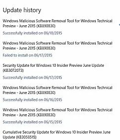 Update history