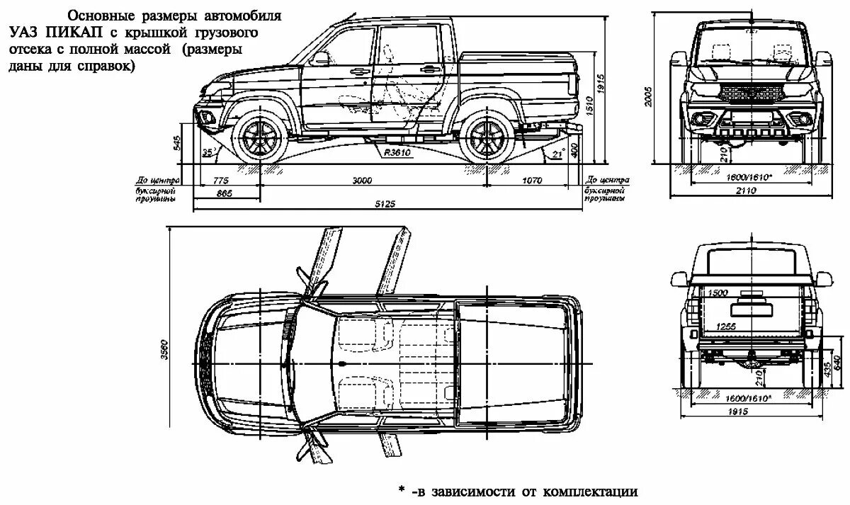 Длина уазика. УАЗ Pickup 23632 габариты. УАЗ-23632 UAZ Pickup габариты. УАЗ 23632 габариты. Габариты УАЗ Патриот пикап 2019.