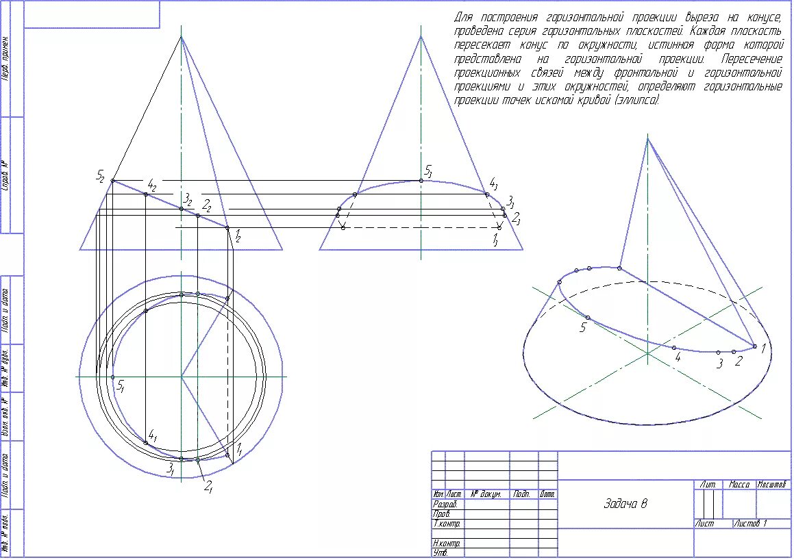 Начертательная геометрия конус в трех проекциях. Начертательная геометрия три проекции. Начертательная геометрия проекция конуса с вырезом. Начертательная геометрия проекция конуса. Вырезы поверхностей