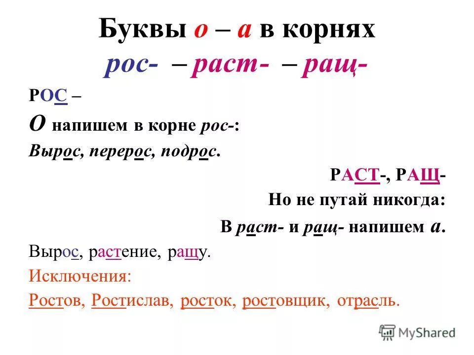 Буквы а о в корне раст рос ращ. Корни раст рос правило. Корни раст ращ рос правило. Исключения в корнях раст ращ рос.