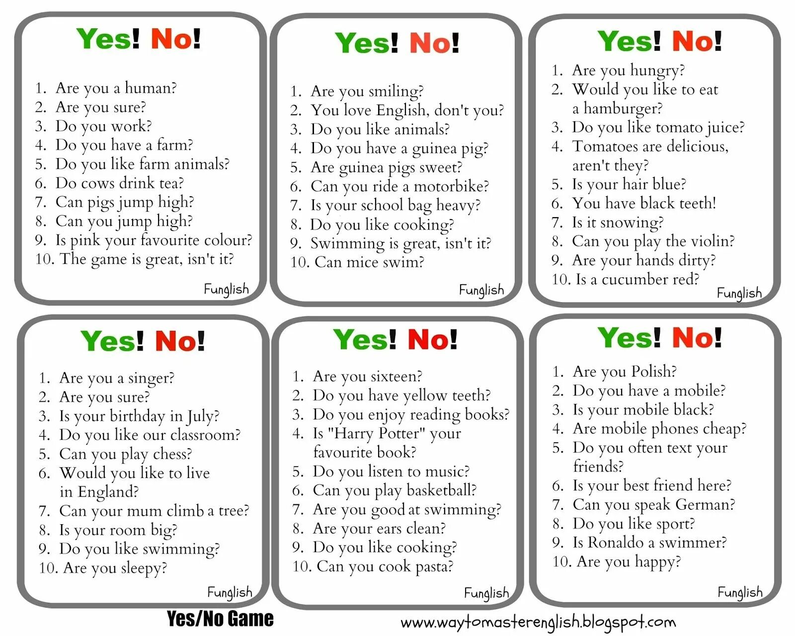 Yes/no questions в английском языке. Карточки для speaking. Карточки Yes no. Yes or no questions game. Was were fun activities