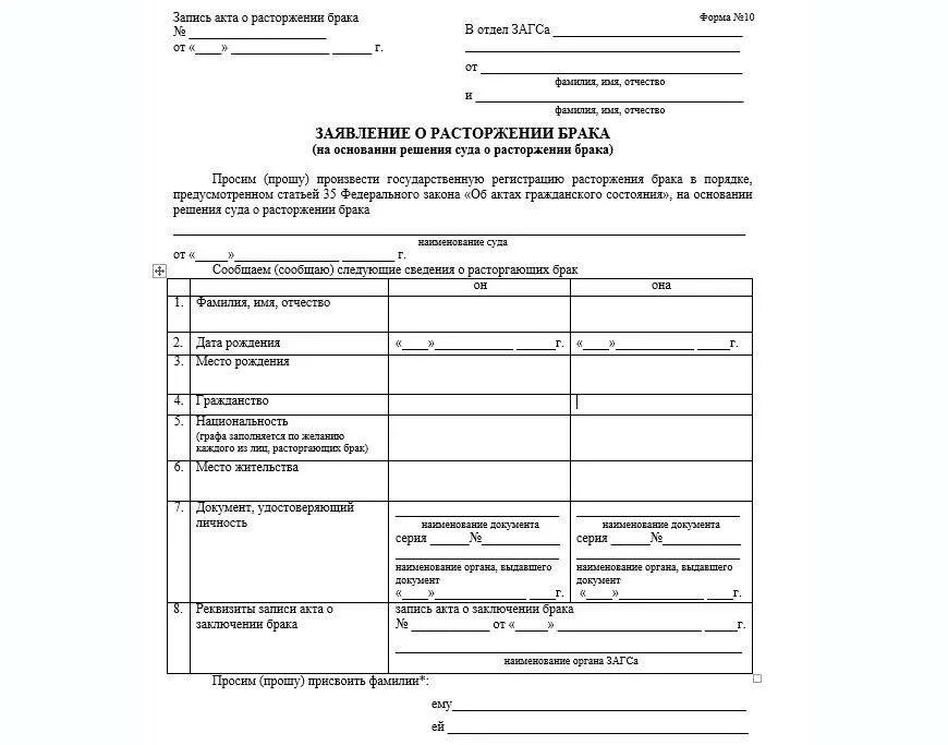 Штраф за расторжение брака. Форма бланка о расторжении брака. заявление в загс для получения свидетельства о расторжении брака. заявление о получении свидетельства о расторжении брака образец. форма заявления в загс о расторжении брака форма 10.