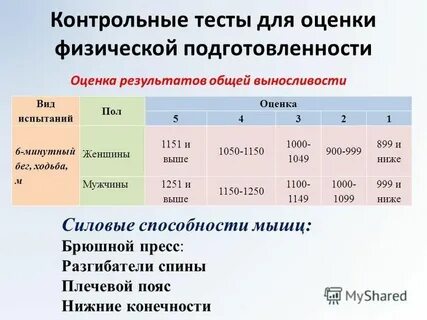 Тесты для определения физической подготовленности