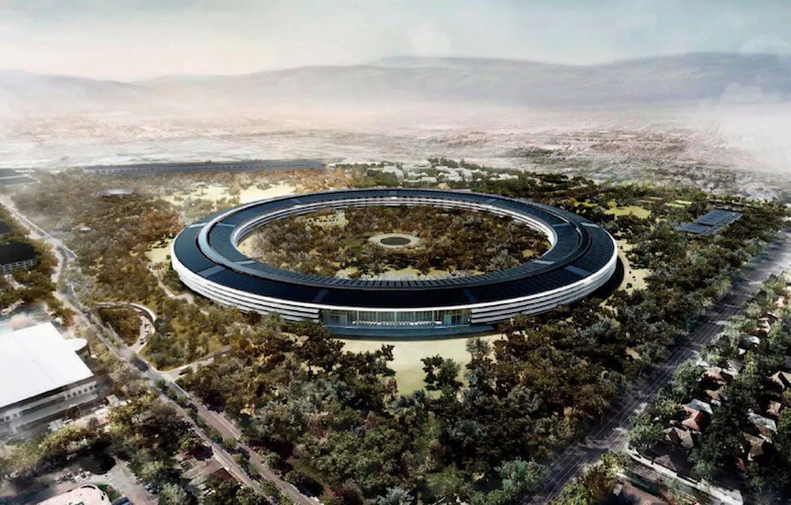 Кольцевое здание. Кампус Apple в Купертино. Эпл парк в Купертино. Apple Park в Купертино, штат Калифорния,. Купертино силиконовая Долина.