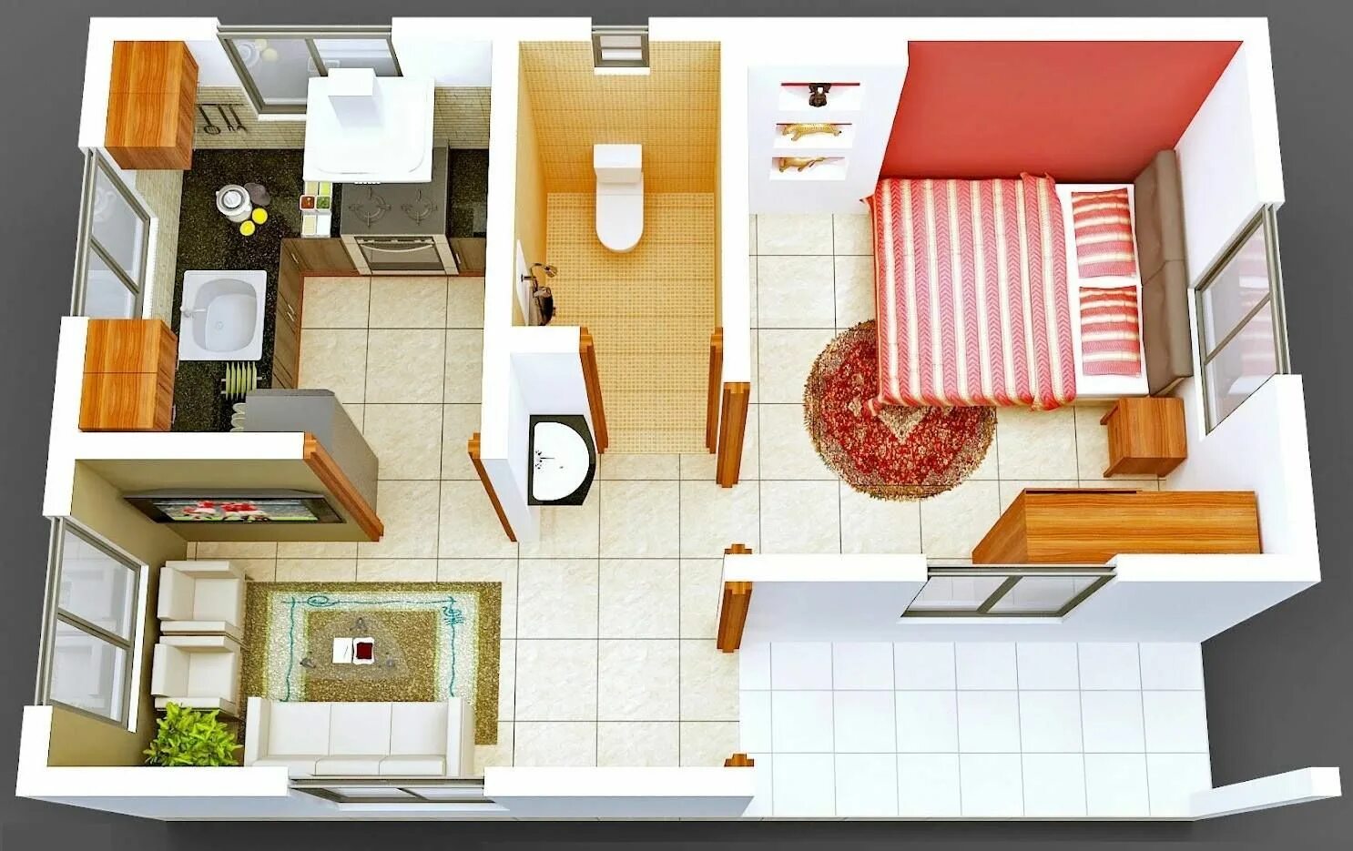 Plantas de apartamentos pequenos e quitinetes Studio apartment floor plans, Smal