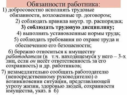 Обязанности работника указаны в трудовом договоре