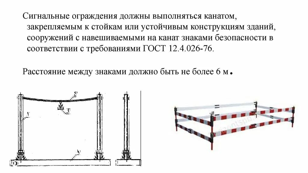 Сигнальное ограждение лентой схема. Сигнальное ограждение ГОСТ 12.4.059. Схема устройства временного сигнального ограждения. Ограждение монтажного проема. Высота временных ограждений