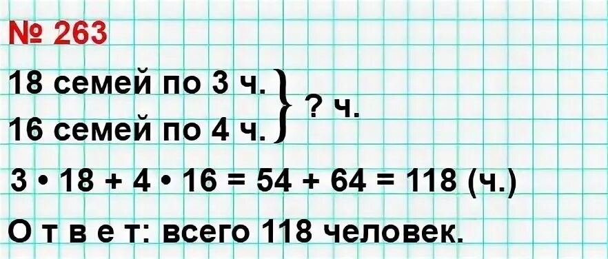 Математика четвертый класс номер 263 вторая часть. В соревнованиях участвовало 18 семей состоящих из 3 человек. В соревнованиях участвовало 18 семей состоящих из 3 человек и 16. Сколько сколько в 4 сколько человек. В соревнованиях участвовало 18 семей состоящих из 3 краткая запись.