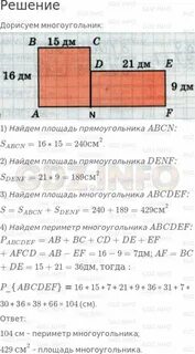 Вычисли периметр и площадь многоугольника