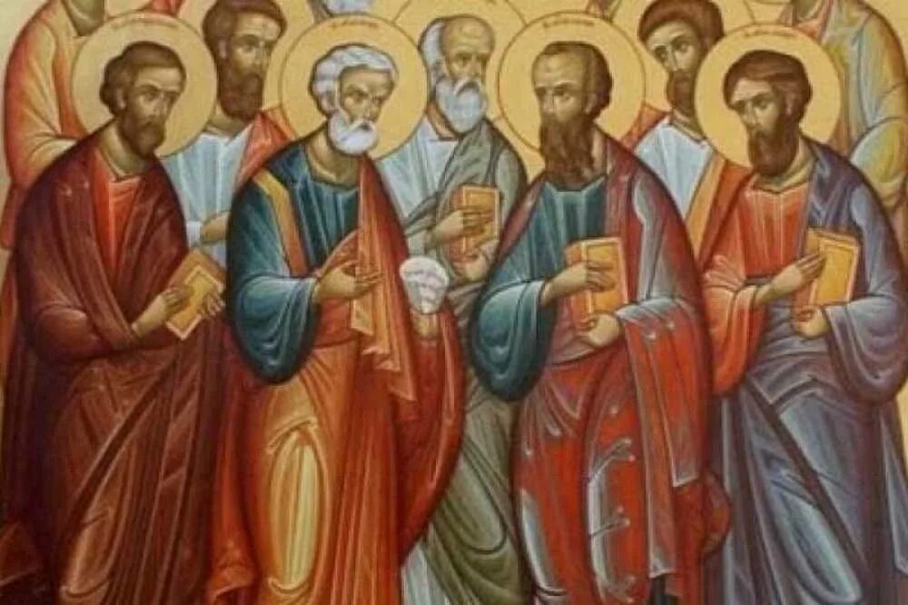 Икона Иисус и 12 апостолов. Двенадцать апостолов иконы палеологовский Ренессанс.