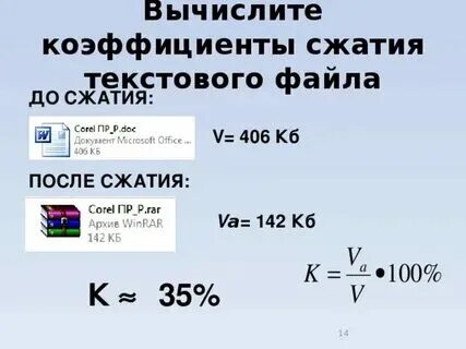Процент сжатия текстовой информации