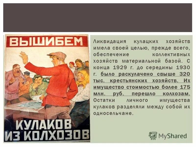 Переход к политике ликвидации кулачества