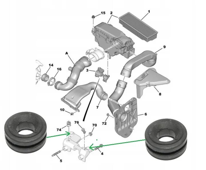 Кронштейн воздушного фильтра Пежо 1.6HDI. Кронштейн крепления корпуса воздушного фильтра PSA 1,6hdi. Втулка воздушного фильтра Peugeot 308. Крепление воздушного фильтра Ситроен с4. Опора воздушного фильтра