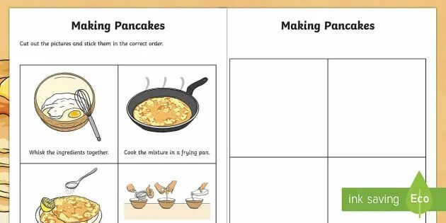 Pancakes worksheets for kids