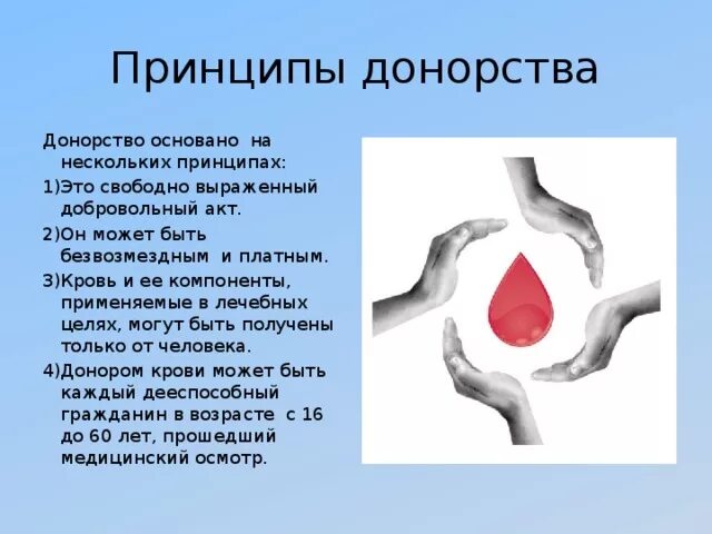 Безвозмездный донор. Принципы донорства крови. Важность донорства крови. Донорство понятие. Основные принципы донорства крови и ее компонентов.