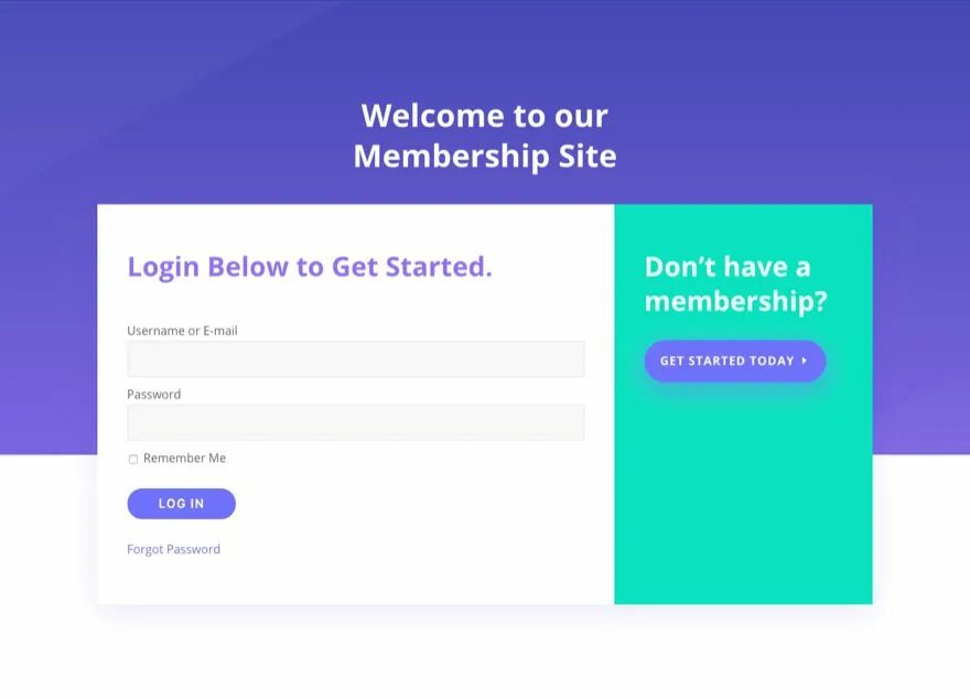 Register membership Page Template. Membership. Member login. Register members